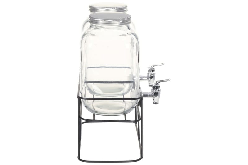 Drikkedispensere 2 stk med stativ 2 x 4 L glass - Gjennomsiktig - Husholdning - Matlaging & Baking - Kjøkkenutstyr - Øvrige kjøkkeredskap