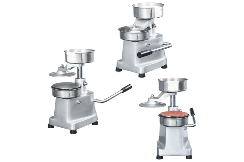 Hamburgerpresse med 500 stk mellomleggspapir aluminium 10 cm - Silver - Husholdning - Matlaging & Baking - Kjøkkenutstyr