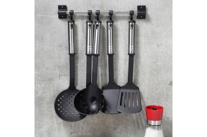 HI Kjøkkenredskapssett 6 stk svart og sølv - Flerfarget - Sleiver & skjeer - Kjøkkenutstyr