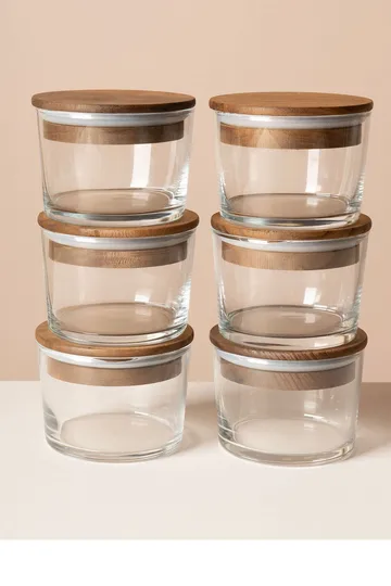 Oppbevaringsbokssett (12 deler) Opviq Cleo Shelf (8 x 8 x 5 cm) Transparent valnøtt - Transparent valnøtt - Husholdning - Matlaging & Baking - Kjøkkenutstyr - Bokser & syltetøyglass