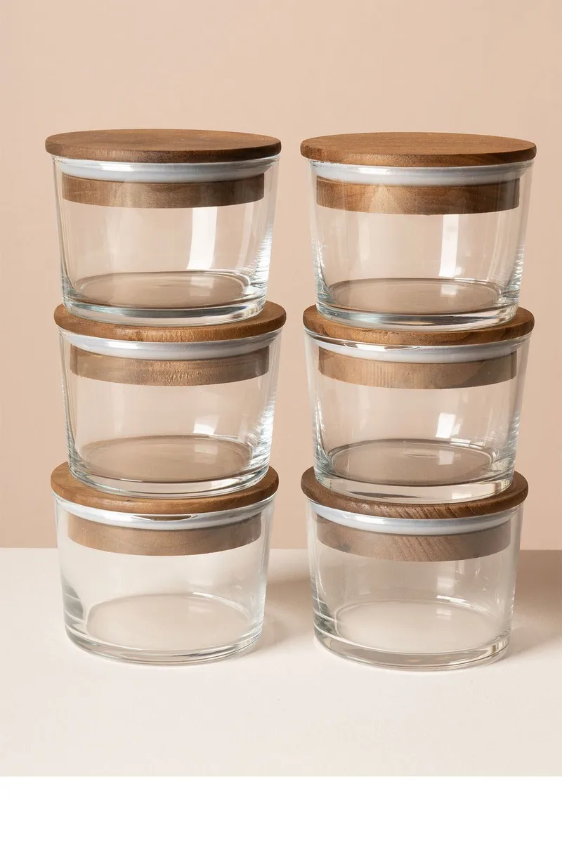 Oppbevaringsbokssett (12 deler) Opviq Cleo Shelf (8 x 8 x 5 cm) Transparent valnøtt - Transparent valnøtt - Husholdning - Matlaging & Baking - Kjøkkenutstyr - Bokser & syltetøyglass