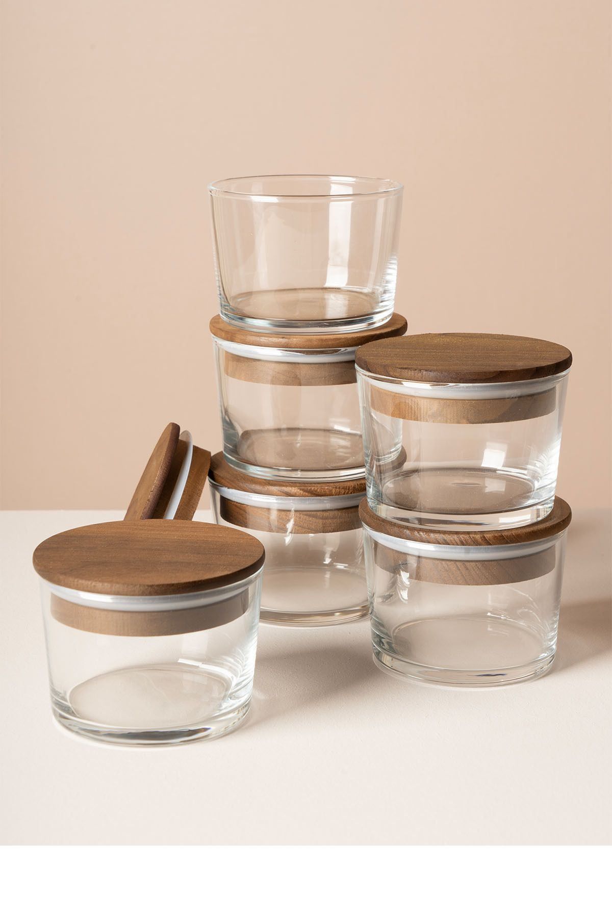 Oppbevaringsbokssett (12 deler) Opviq Cleo Shelf (8 x 8 x 5 cm) Transparent valnøtt - Transparent valnøtt