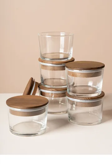 Oppbevaringsbokssett (12 deler) Opviq Cleo Shelf (8 x 8 x 5 cm) Transparent valnøtt - Transparent valnøtt - Husholdning - Matlaging & Baking - Kjøkkenutstyr - Bokser & syltetøyglass