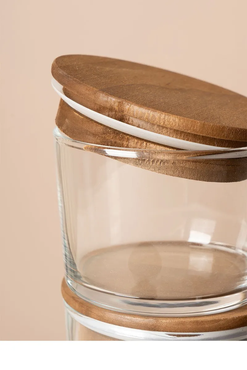 Oppbevaringsbokssett (12 deler) Opviq Cleo Shelf (8 x 8 x 5 cm) Transparent valnøtt - Transparent valnøtt - Husholdning - Matlaging & Baking - Kjøkkenutstyr - Bokser & syltetøyglass