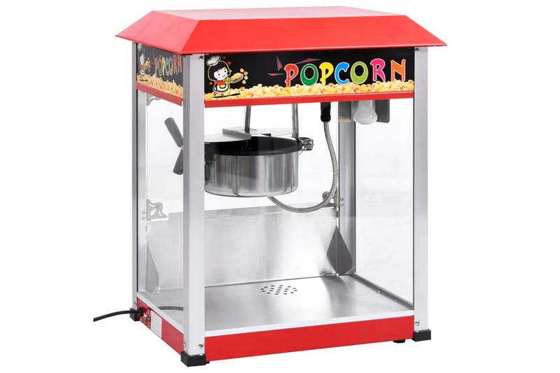Popcornmaskin med teflonbelagt kjele 1400 W - Rød - Kjøkkenutstyr - Popcornmaskin