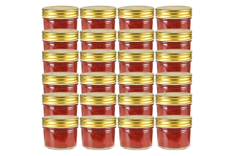 Syltetøyglass med gule lokk 24 stk 110 ml - Husholdning - Matlaging & Baking - Kjøkkenutstyr - Bokser & syltetøyglass