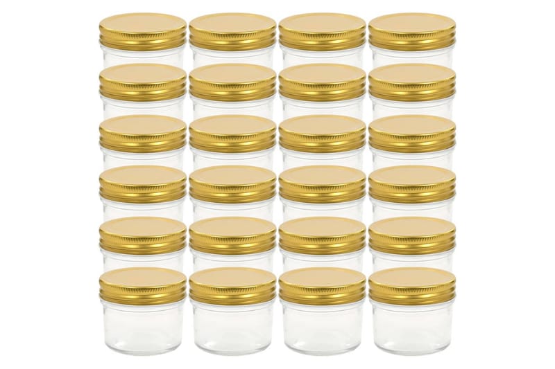Syltetøyglass med gule lokk 24 stk 110 ml - Husholdning - Matlaging & Baking - Kjøkkenutstyr - Bokser & syltetøyglass