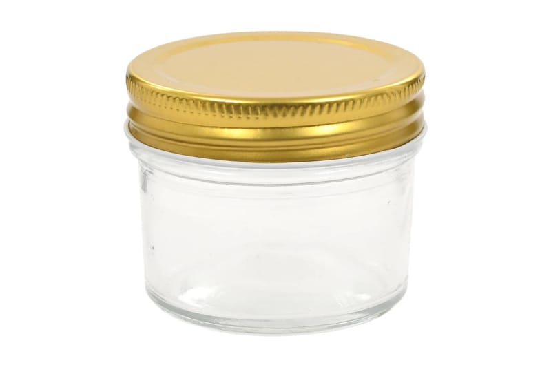 Syltetøyglass med gule lokk 24 stk 110 ml - Oppbevaring til småting - Oppbevaringskrukke - Bokser & syltetøyglass