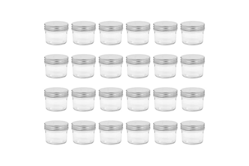 Syltetøyglass med sølve lokk 24 stk 110 ml - Oppbevaringskrukke - Oppbevaring til småting - Bokser & syltetøyglass