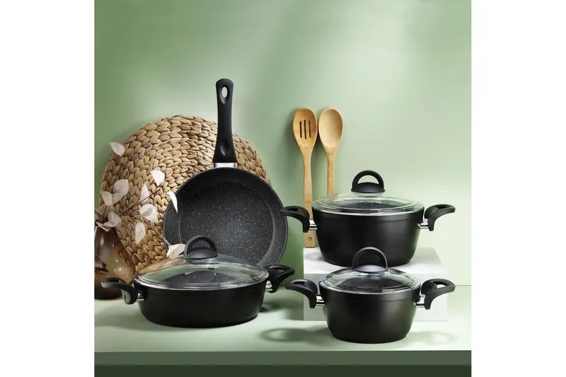 Pottesett (7 deler) Ashmoor Svart - Svart - Husholdning - Matlaging & Baking - Gryter & kasseroller