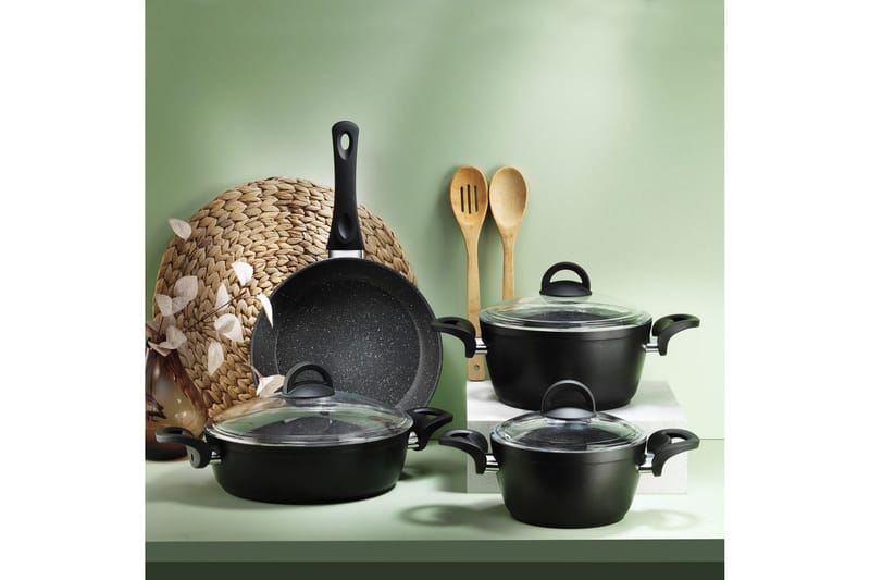 Pottesett (7 deler) Ashmoor Svart - Svart - Husholdning - Matlaging & Baking - Gryter & kasseroller