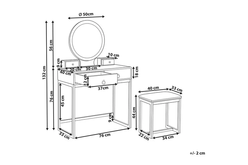 Sminkbord Auxon - Møbler - Bord - Sminkebord & toalettbord - Sminkebord med speil