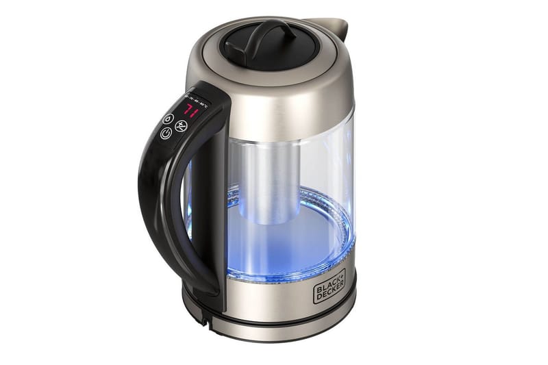 Vannkoker Black+Decker i Glass med Te-filter 1.7L - Sølv - Husholdning - Matlaging & Baking - Kjøkkenutstyr