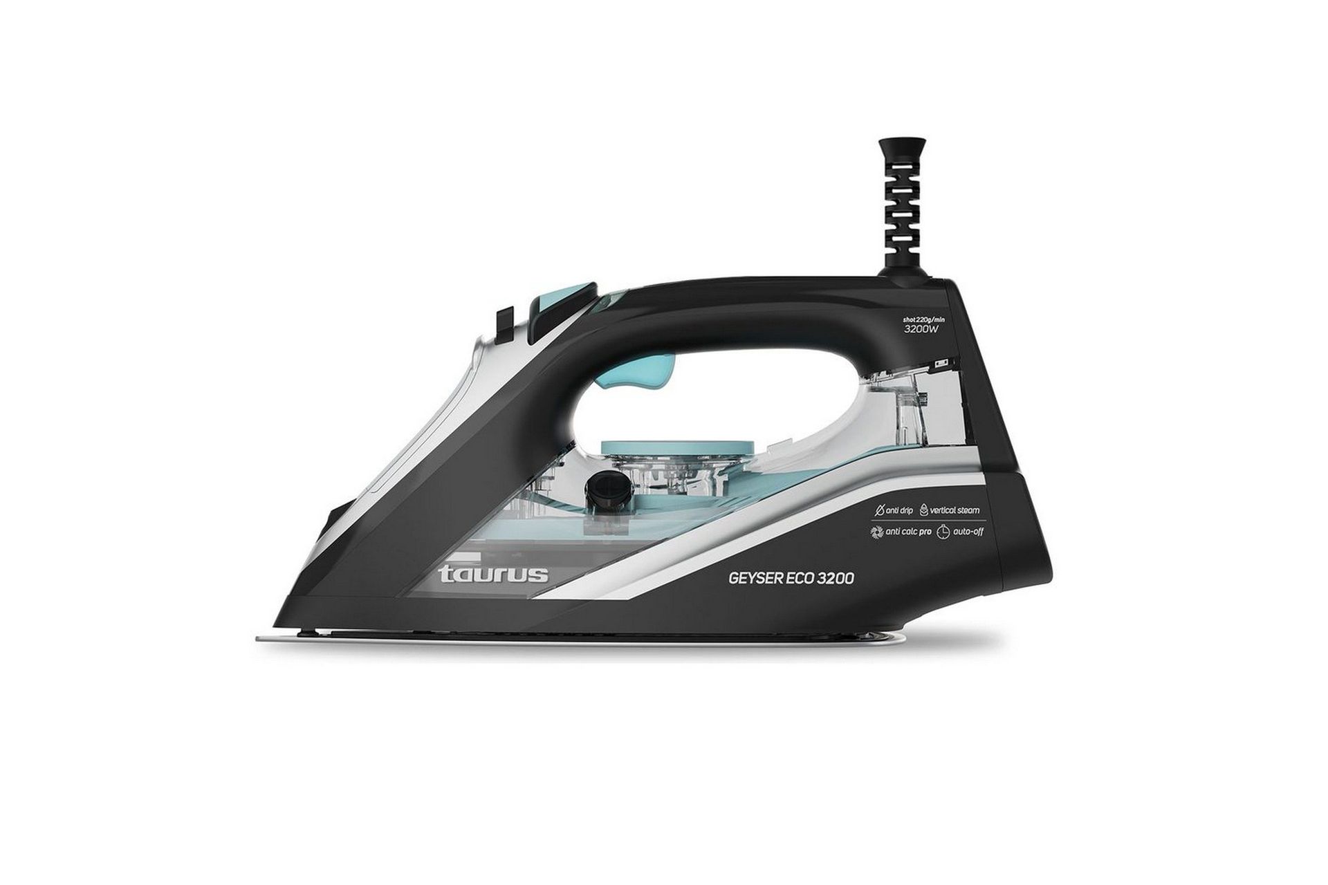 Dampstrykejern Taurus Geyser Eco 3200W - Svart/Sølv