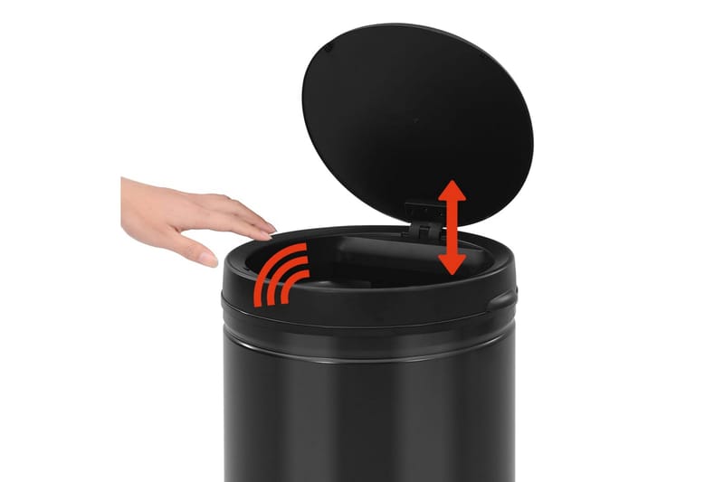 Automatisk søppelbøtte med sensor 70 L karbonstål svart - Søppelbøtte & papirkurv