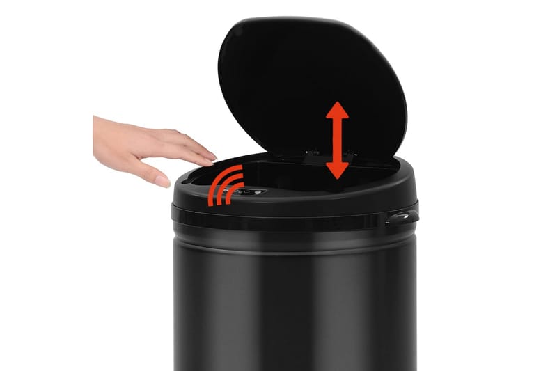 Automatisk søppelbøtte med sensor 30 L karbonstål svart - Søppelbøtte & papirkurv