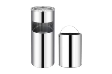 Søppelkasse med askebeger 30 L rustfritt stål - Silver - Husholdning - Rengjøring & klespleie - Kildesortering & avfallshåndtering