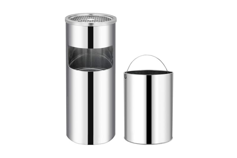 Søppelkasse med askebeger 30 L rustfritt stål - Silver - Husholdning - Rengjøring & klespleie - Kildesortering & avfallshåndtering
