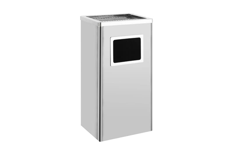Søppelkasse med askebeger 45 L rustfritt stål - Silver - Husholdning - Rengjøring & klespleie - Kildesortering & avfallshåndtering