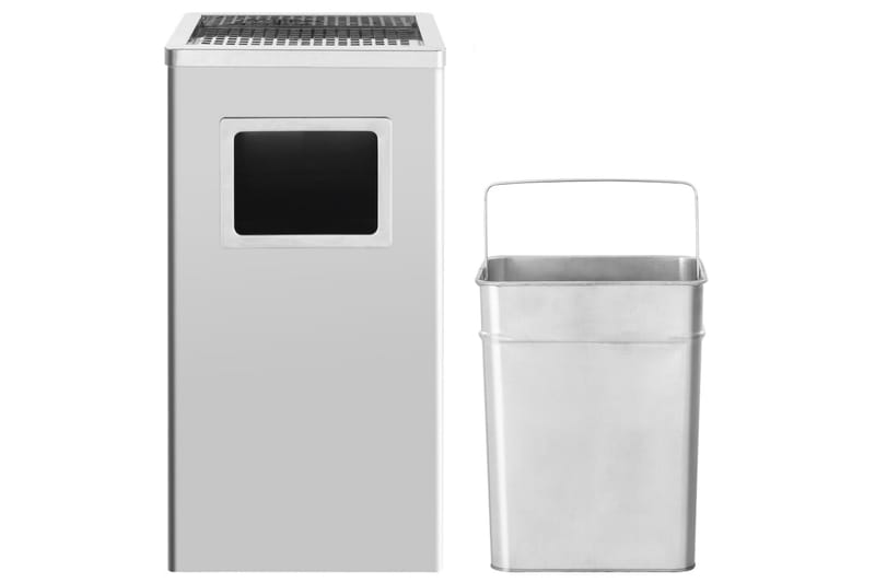 Søppelkasse med askebeger 45 L rustfritt stål - Silver - Husholdning - Rengjøring & klespleie - Kildesortering & avfallshåndtering