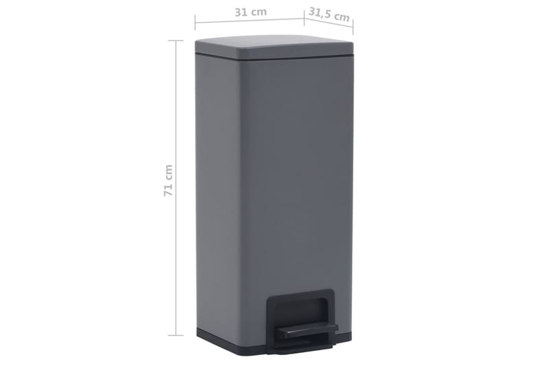 S�øppelkasse pedal anti-fingeravtrykk 30L grå rustfritt stål - Grå - Husholdning - Rengjøring & klespleie - Kildesortering & avfallshåndtering