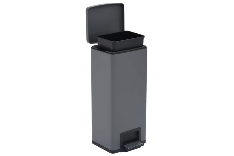 Søppelkasse pedal anti-fingeravtrykk 30L grå rustfritt stål - Grå - Søppelbøtte & papirkurv