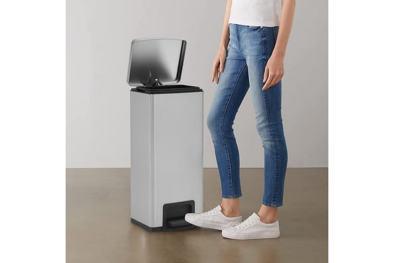 Søppelkasse pedal anti-fingeravtrykk 30L sølv rustfritt stål - Silver - Husholdning - Rengjøring & klespleie - Kildesortering & avfallshåndtering