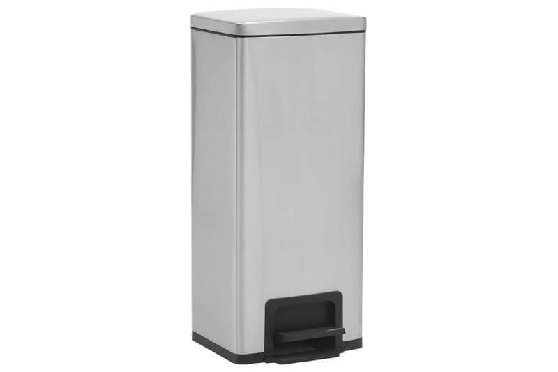 Søppelkasse pedal anti-fingeravtrykk 30L sølv rustfritt stål - Silver - Husholdning - Rengjøring & klespleie - Kildesortering & avfallshåndtering
