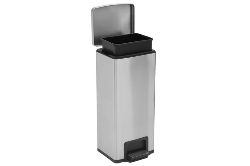 Søppelkasse pedal anti-fingeravtrykk 30L sølv rustfritt stål - Silver - Husholdning - Rengjøring & klespleie - Kildesortering & avfallshåndtering