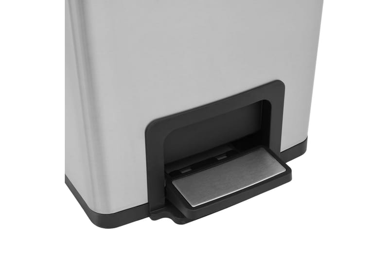Søppelkasse pedal anti-fingeravtrykk 30L sølv rustfritt stål - Silver - Husholdning - Rengjøring & klespleie - Kildesortering & avfallshåndtering