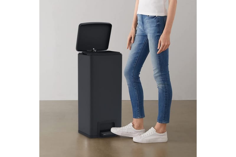 Søppelkasse pedal anti-fingeravtrykk 30L rustfritt stål - Svart - Husholdning - Rengjøring & klespleie - Kildesortering & avfallshåndtering