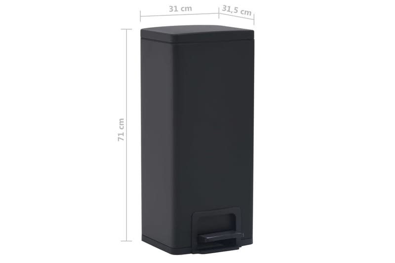 Søppelkasse pedal anti-fingeravtrykk 30L rustfritt stål - Svart - Husholdning - Rengjøring & klespleie - Kildesortering & avfallshåndtering