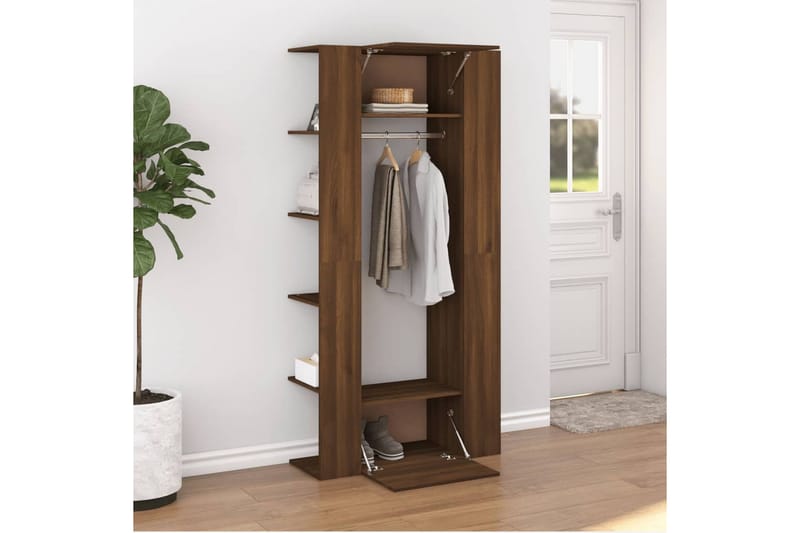 beBasic Gangskap brun eik 97,5x37x99 cm konstruert tre - Brun - Oppbevaring - Klesoppbevaring - Stumtjener - Klesstativ