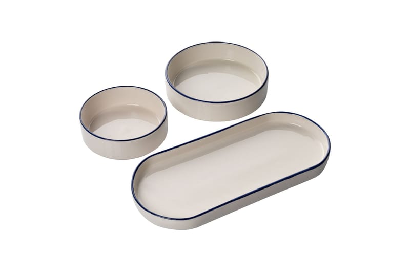 Frokostsett (14 deler) Opviq Cleo Shelf (32 x 29 x 30 cm) Blå Hvit - blå og hvit - Husholdning - Servering & borddekking - Brikker & tallerkener