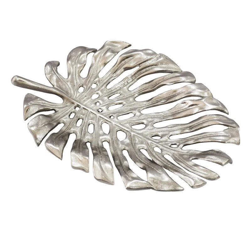 Ivora dekorasjonsskål Monstera i aluminium, sølv