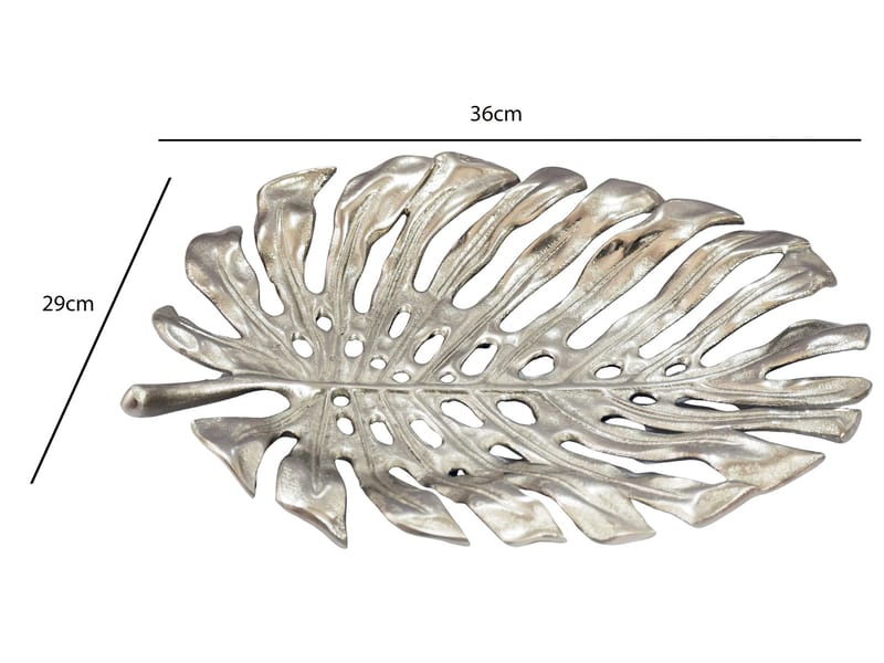 Ivora dekorasjonsskål Monstera i aluminium - sølv - Husholdning - Servering & borddekking - Brikker & tallerkener