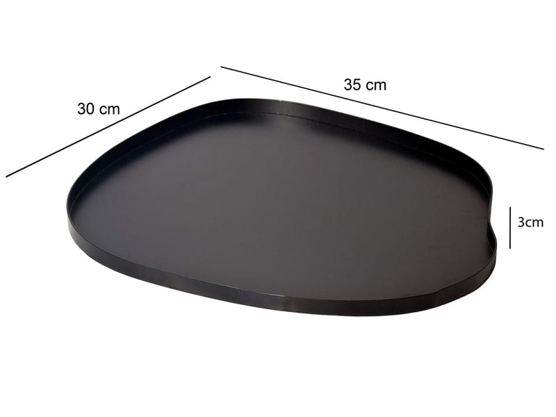 Ralven dekorasjonsfat 35 cm i metall med organisk design - matt svart - Husholdning - Servering & borddekking - Brikker & tallerkener