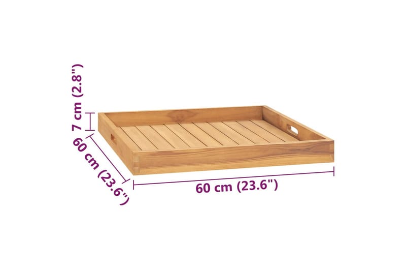 Serveringsbrett 60x60 cm heltre teak - Brun - Husholdning - Servering & borddekking - Brikker & tallerkener - Serveringsbrett