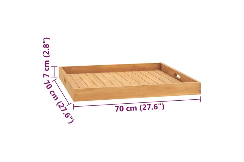 Serveringsbrett 70x70 cm heltre teak - Brun - Husholdning - Servering & borddekking - Brikker & tallerkener - Serveringsbrett