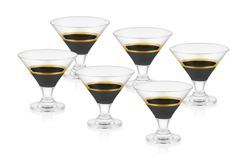 Glass Sett 6-pk - Svart/Gull - Husholdning - Servering & borddekking - Glass - Cocktailglass