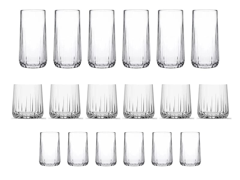 Glassett (18 deler) Opviq Nova (17 x 32 x 32 cm) Transparent - Transparent - Husholdning - Servering & borddekking - Glass