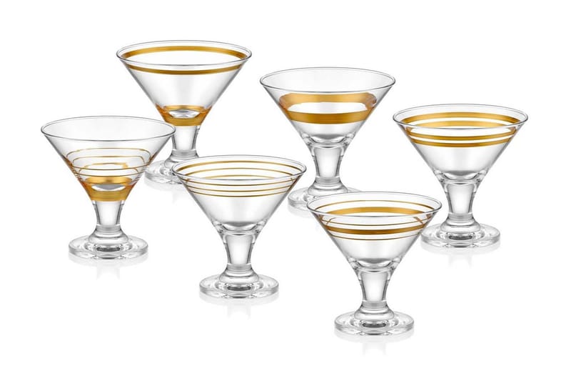 Glasssett 6- pk - Gull - Cocktailglass - Glass