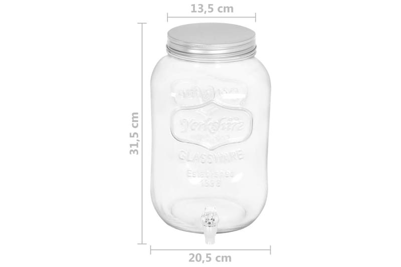Drikkedispenser 8050 ml glass - Gjennomsiktig - Drikkedispenser - Karaffel, mugge & kanne