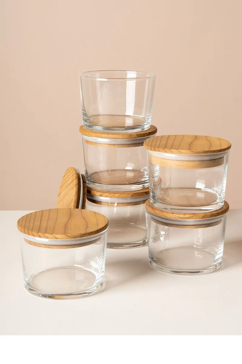 Oppbevaringsbokssett (12 deler) Opviq Cleo-hylle (8 x 8 x 5 cm) Transparent Safir Eik - Transparent Sapphire Oak - Husholdning - Servering & borddekking - Karaffel, mugge & kanne - Glassflaske