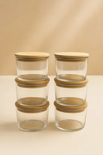 Oppbevaringsbokssett (12 deler) Opviq Cleo Shelf (8 x 8 x 5 cm) Transparent eik - Transparent eik - Husholdning - Servering & borddekking - Karaffel, mugge & kanne - Glassflaske
