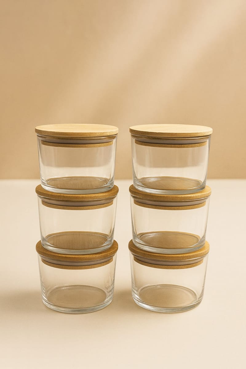 Oppbevaringsbokssett (12 deler) Opviq Cleo Shelf (8 x 8 x 5 cm) Transparent eik - Transparent eik - Husholdning - Servering & borddekking - Karaffel, mugge & kanne - Glassflaske