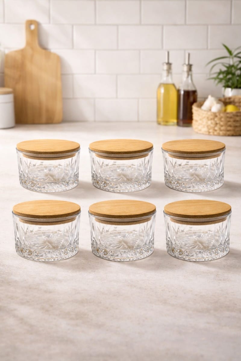 Oppbevaringsbokssett (6 deler) Opviq Cleo hylle (10 x 10 x 6 cm) transparent - Transparent - Husholdning - Servering & borddekking - Karaffel, mugge & kanne - Glassflaske