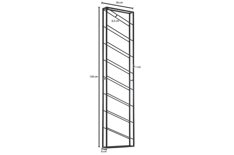 Vinstativ Wohnling veggmontert, plass til 8 flasker, pulverlakkert metall, industriell loftstil Svart - Svart - Husholdning - Servering & borddekking - Karaffel, mugge & kanne - Glassflaske