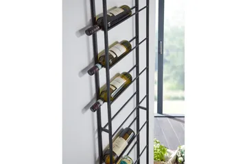 Vinstativ Wohnling veggmontert, plass til 8 flasker, pulverlakkert metall, industriell loftstil Svart - Svart - Oppbevaring - Hyller - Oppbevaringshylle - Vinstativ & vinhylle