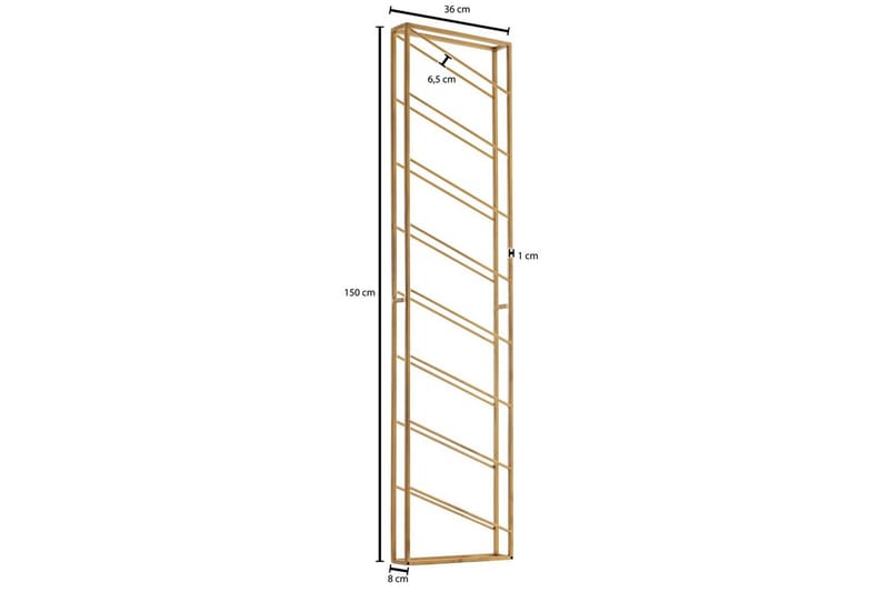 Vinstativ Wohnling veggmontert, plass til 8 flasker, pulverlakkert metall, industriell loftstil Gull - Gull - Oppbevaring - Hyller - Oppbevaringshylle - Vinstativ & vinhylle